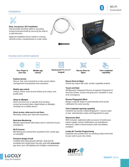 Lockly Smart Safe  PGV528WMB – Wi-Fi Controlled Biometric Safe for Ultimate Home Security