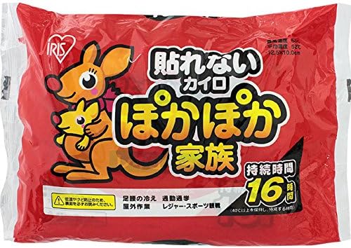 Iris Ohyama Poka-Poka Family Non-Stick Heat Pad PKN-10R – Body Warmer, 10pcs/Bag, Up to 12 Hours, Max Temp 68°C (PKN-10R)