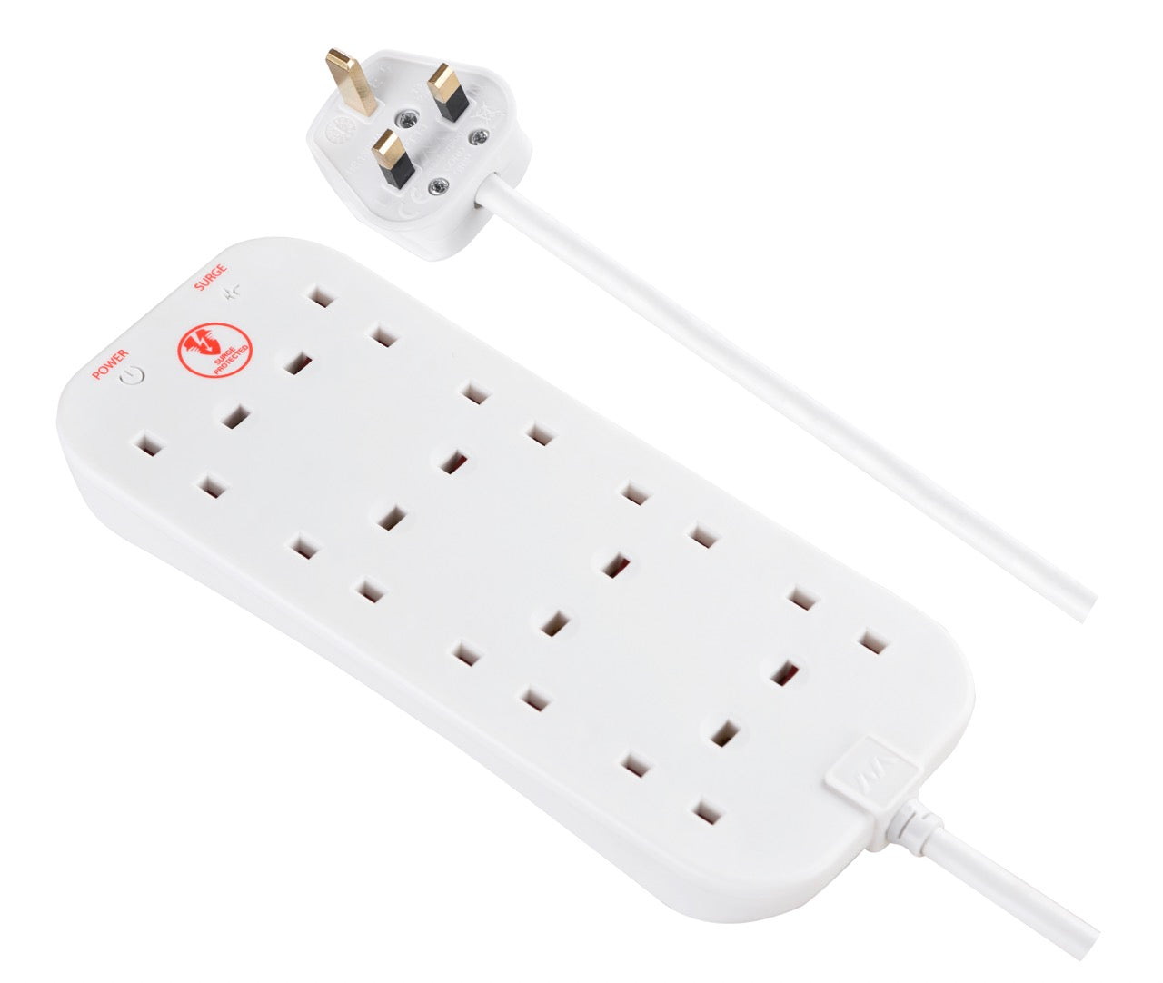 Masterplug Surged Protected 8 Sockets Extension Leads 2 meter White (SRG82N)