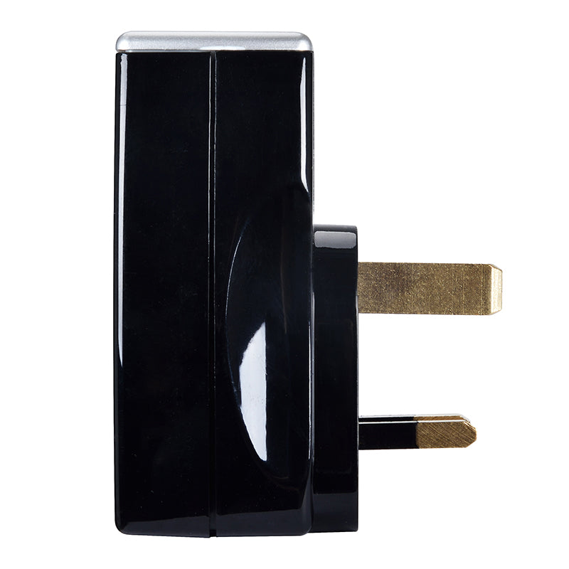 Masterplug High Gloss USB Adaptor with 2xUSB Black (SRGAUSBPB2)