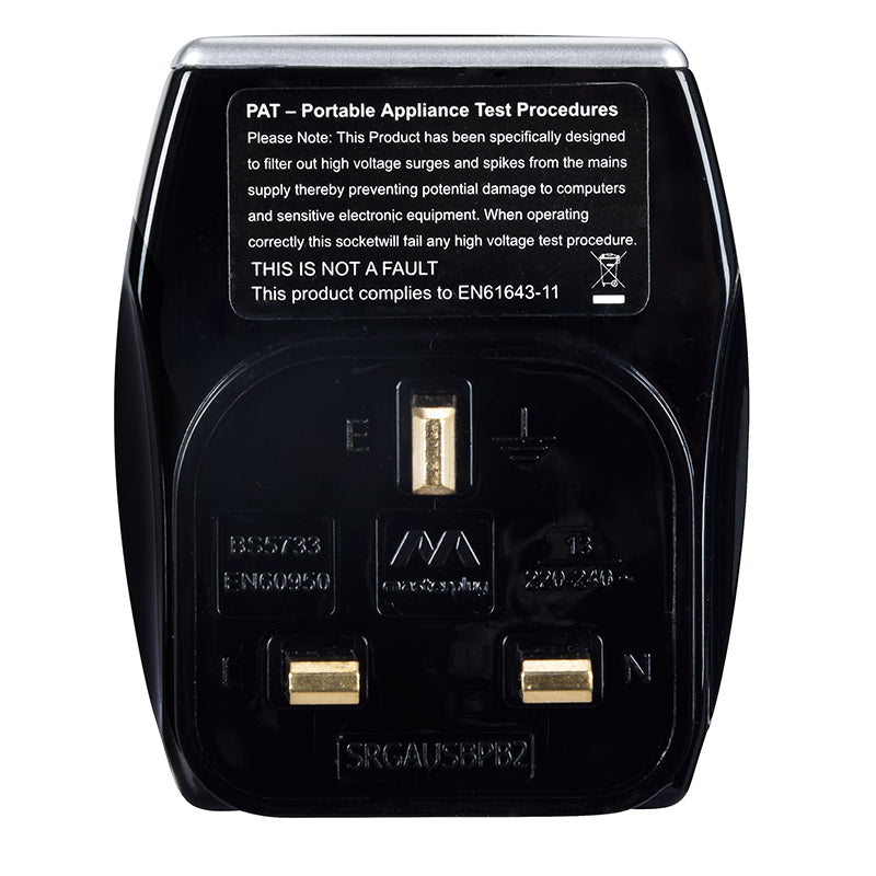 Masterplug High Gloss USB Adaptor with 2xUSB Black (SRGAUSBPB2)