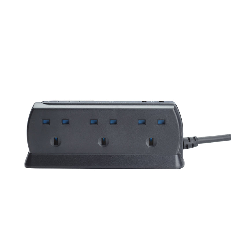 Masterplug Surge USB 6 Sockets Compact Extension Leads 2 meter (SRGDU62MB2)
