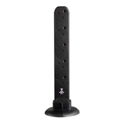 Masterplug 10 Socket 2 Meter Surge Protected Tower Extension With USB A+C (SRGUAC20102B)
