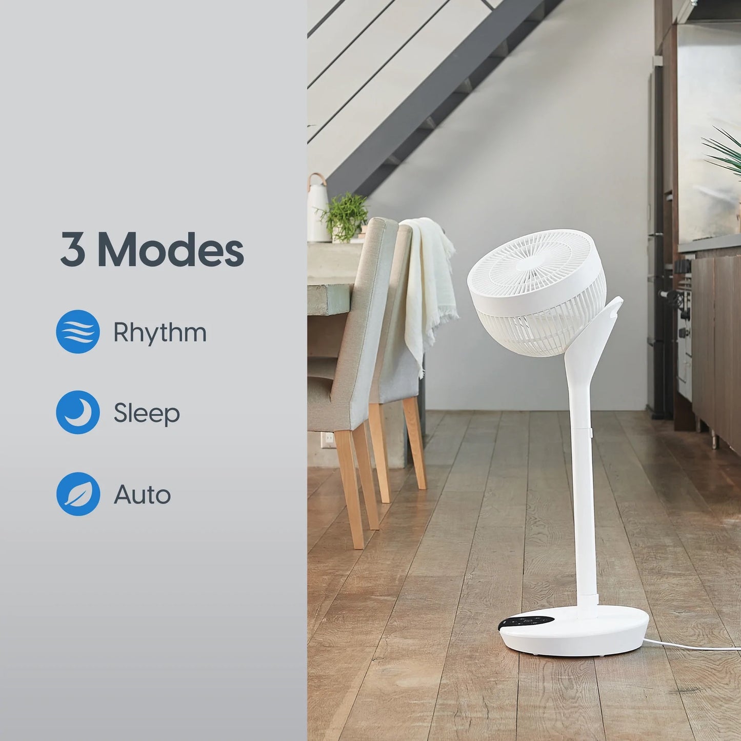 Iris Ohyama 3D Pedestal Standing Fan (DC-motor), 54cm-89.5cm, up-to 18m, White (LFD-22T)