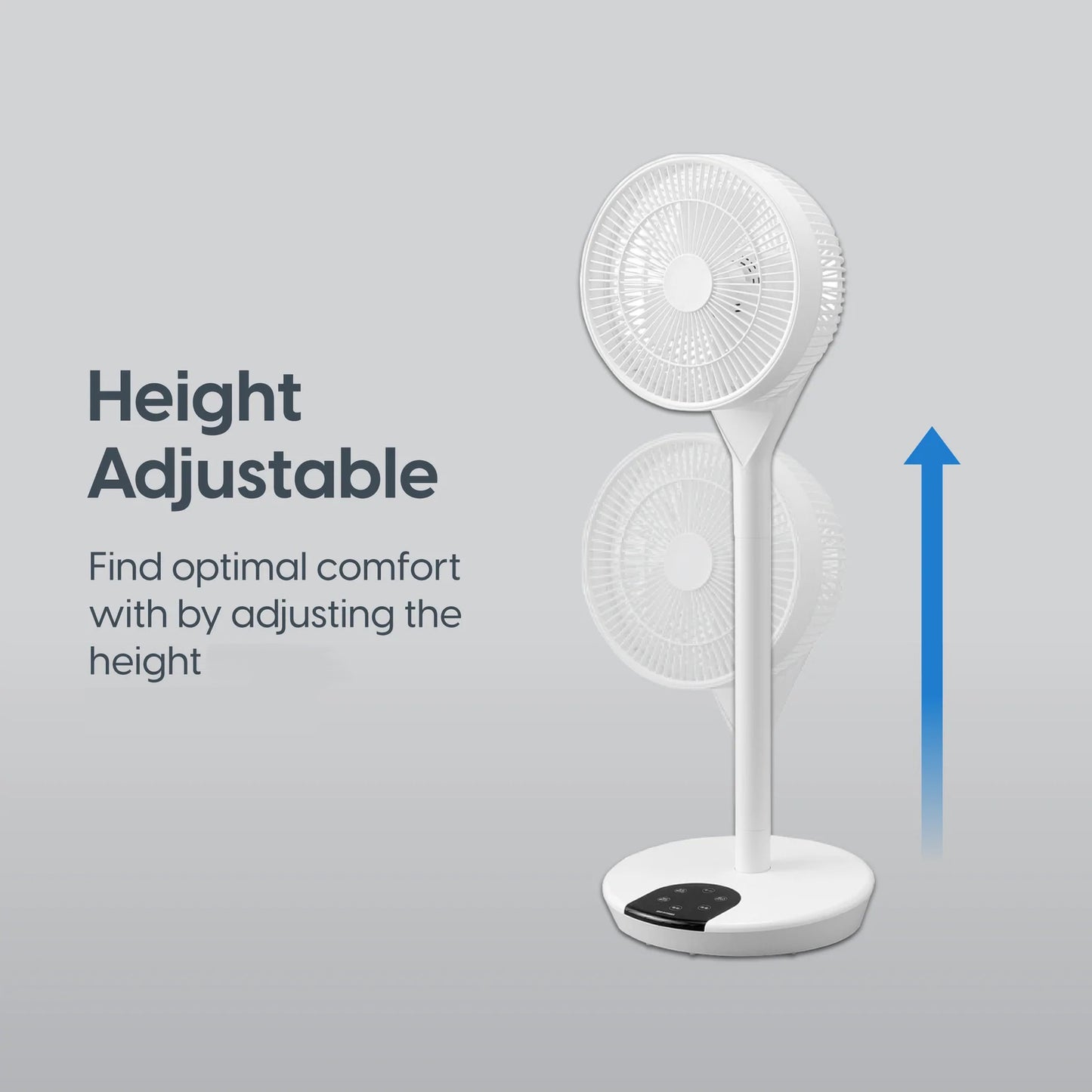 Iris Ohyama 3D Pedestal Standing Fan (DC-motor), 54cm-89.5cm, up-to 18m, White (LFD-22T)