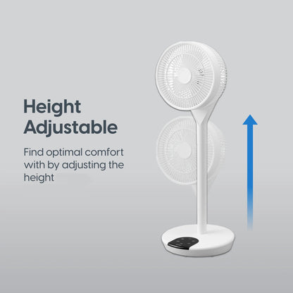 Iris Ohyama 3D Pedestal Standing Fan (DC-motor), 54cm-89.5cm, up-to 18m, White (LFD-22T)