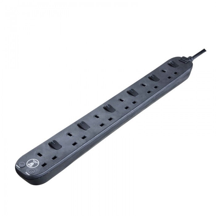 Masterplug Individually Switched Extension Lead 6 Sockets 2 meter Black/ White (SWSRG62N)
