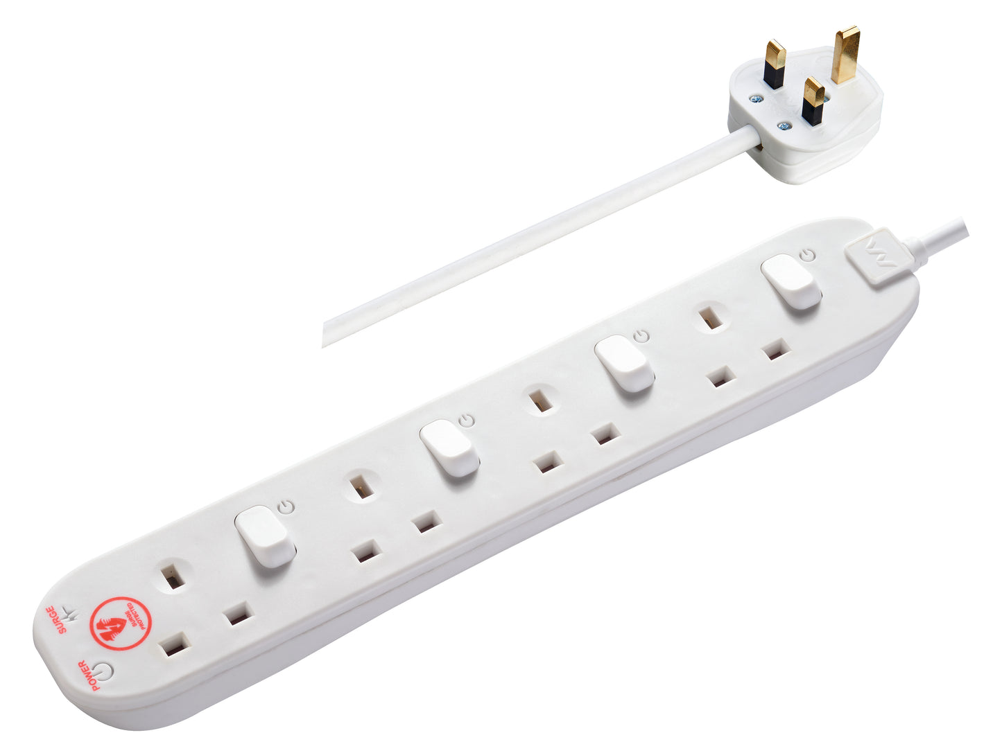 Masterplug Individually Switched Extension Lead 6 Sockets 2 meter Black/ White (SWSRG62N)