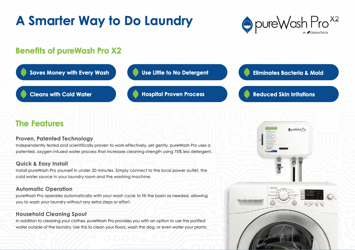 pureWash Pro X2 Eco-Friendly Laundry System – Cold Water, Detergent-Free, Bacteria Eliminating (pureWash Pro X2)