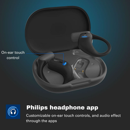 Philips Open-Ear True Wireless Sports Headphones Open-Ear Fit Ear-Hook Design Up to 28H Play (TAA6709DG/97)