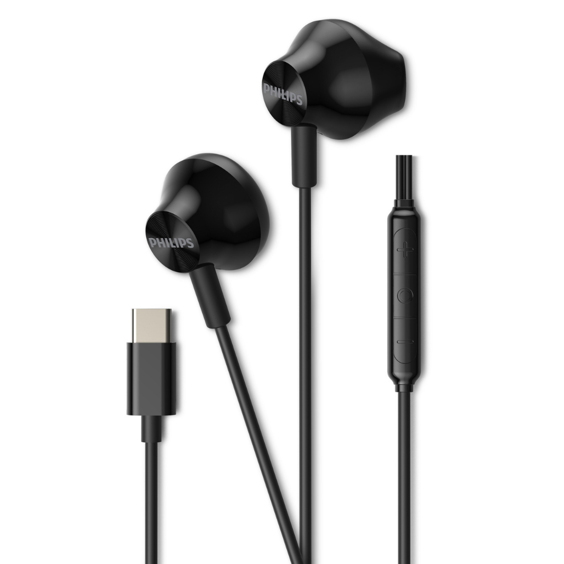Philips Wired Earbuds - USB-C Connector, 14.2mm Large Drivers, Ergonomic Design, Built-in Mic & In-line Remote (TAE2000)