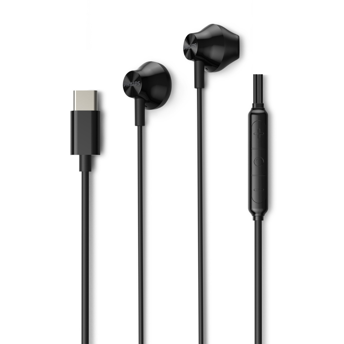 Philips Wired Earbuds - USB-C Connector, 14.2mm Large Drivers, Ergonomic Design, Built-in Mic & In-line Remote (TAE2000)