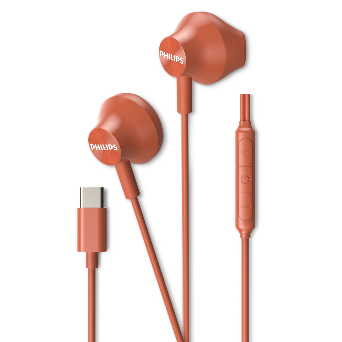 Philips Wired Earbuds - USB-C Connector, 14.2mm Large Drivers, Ergonomic Design, Built-in Mic & In-line Remote (TAE2000)