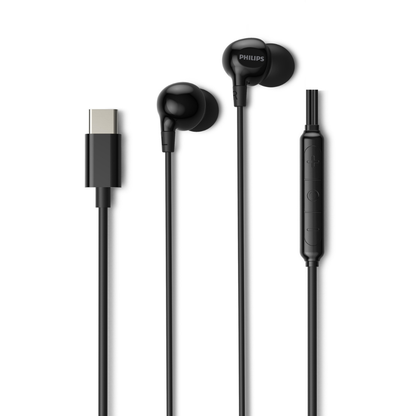 Philips In-Ear Wired Headphones - USB-C Connector, 10mm Drivers, Built-in Mic & Remote, Comfortable Ergonomic Fit (TAE2100)