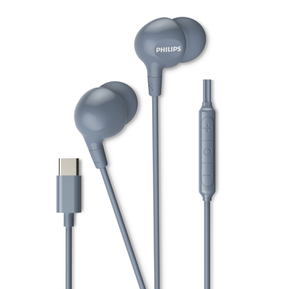 Philips In-Ear Wired Headphones - USB-C Connector, 10mm Drivers, Built-in Mic & Remote, Comfortable Ergonomic Fit (TAE2100)