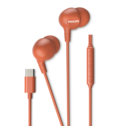 Philips In-Ear Wired Headphones - USB-C Connector, 10mm Drivers, Built-in Mic & Remote, Comfortable Ergonomic Fit (TAE2100)