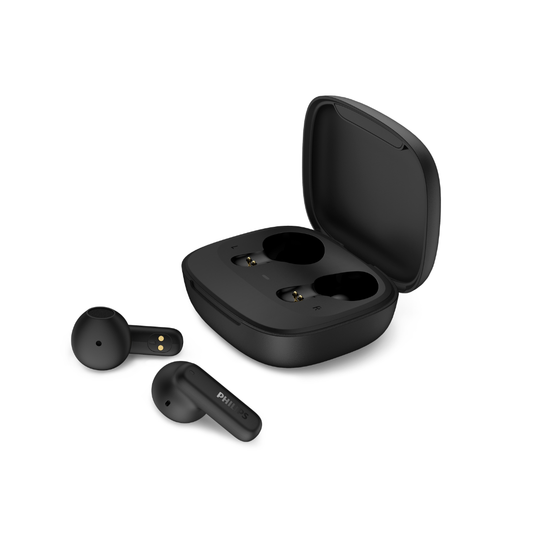 Philips True Wireless Earbuds - 13mm Large Drivers, Bluetooth 6.0, 18H Playtime, IPX4 Splash Resistant (TAT1000)
