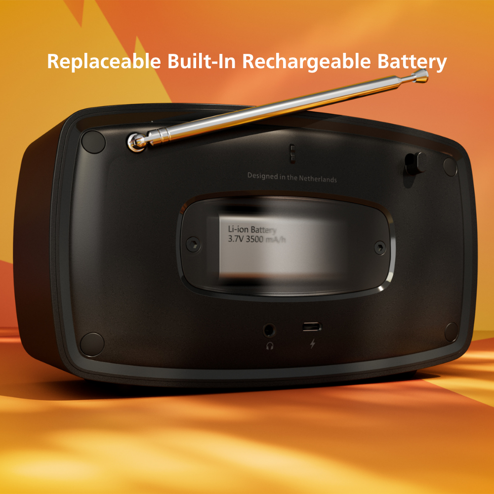 Philips "The Janet" Retro Bluetooth Radio – 50s Classic Design, FM Digital Tuner, 15hr Battery & Color TFT Display (TAV2000FB)