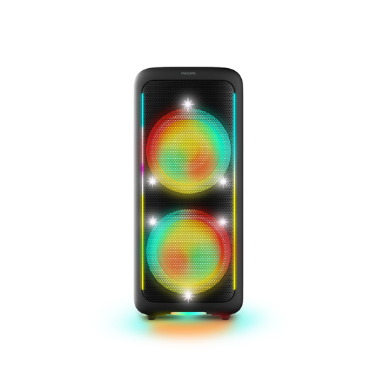 Philips Bluetooth Party Speaker 200W Max, Bass+ Deep Bass, Full-Speaker Lightshow, Karaoke/Guitar Inputs (TAX5000)