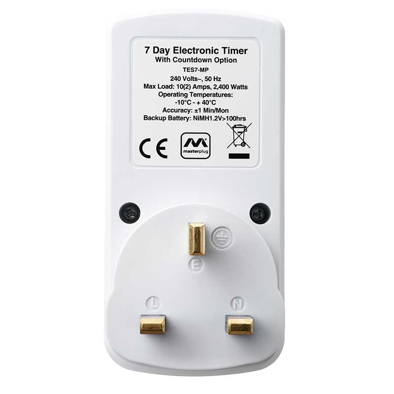 Masterplug Programmable 7-Day Electronic Timer White (TES7)