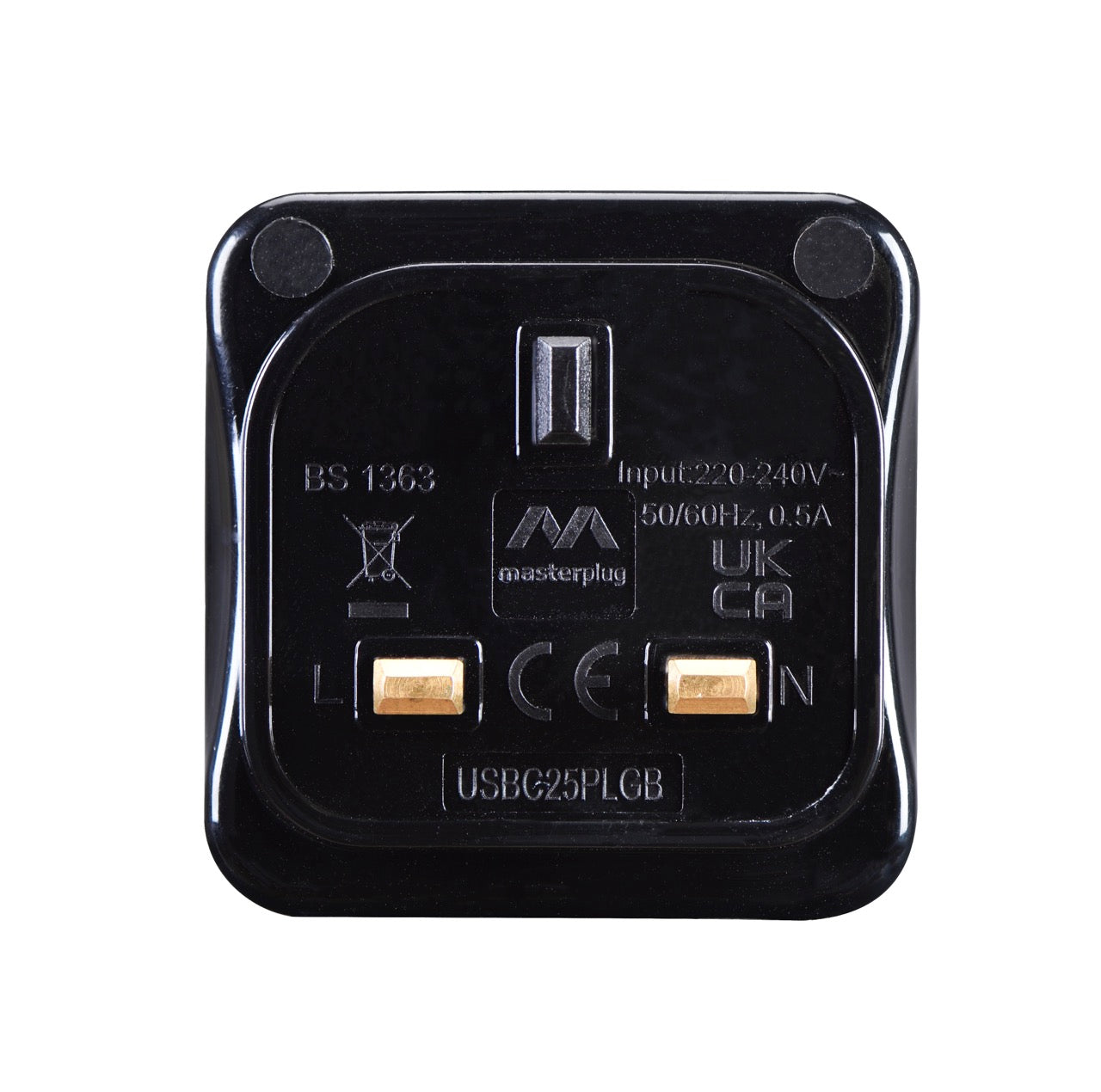 Masterplug Ultra Slim USB-C Fast Charging Plug 25W Black (USBC25PLGB)