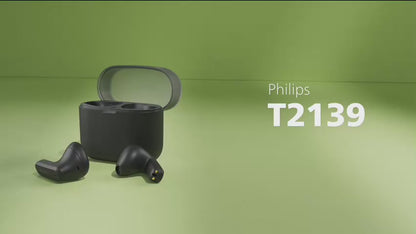 Philips TWS Headphones Natural Sound Dynamic Bass Philips Headphones App IPX4 28Hrs Play Time (TAT2139BK/97)