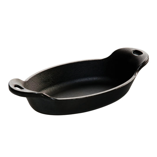 Lodge HMSOV Heat-Treated 9 Ounce Oval Cast Iron Mini Server, Ready To Use