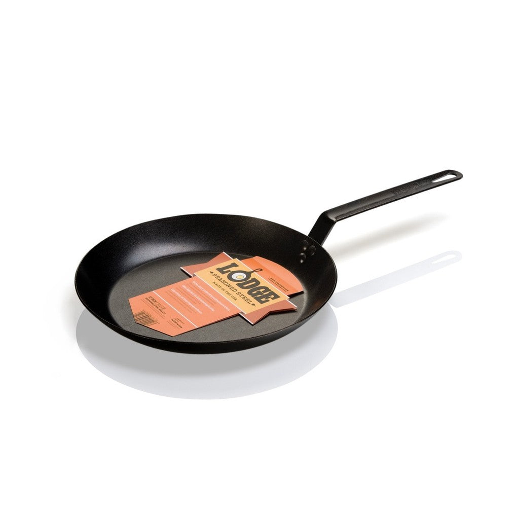 Lodge CRS12- 12 Inch Seasoned Carbon Steel Skillet - Lightweight, Durable, Pre-Seasoned, Perfect for Searing & Frying