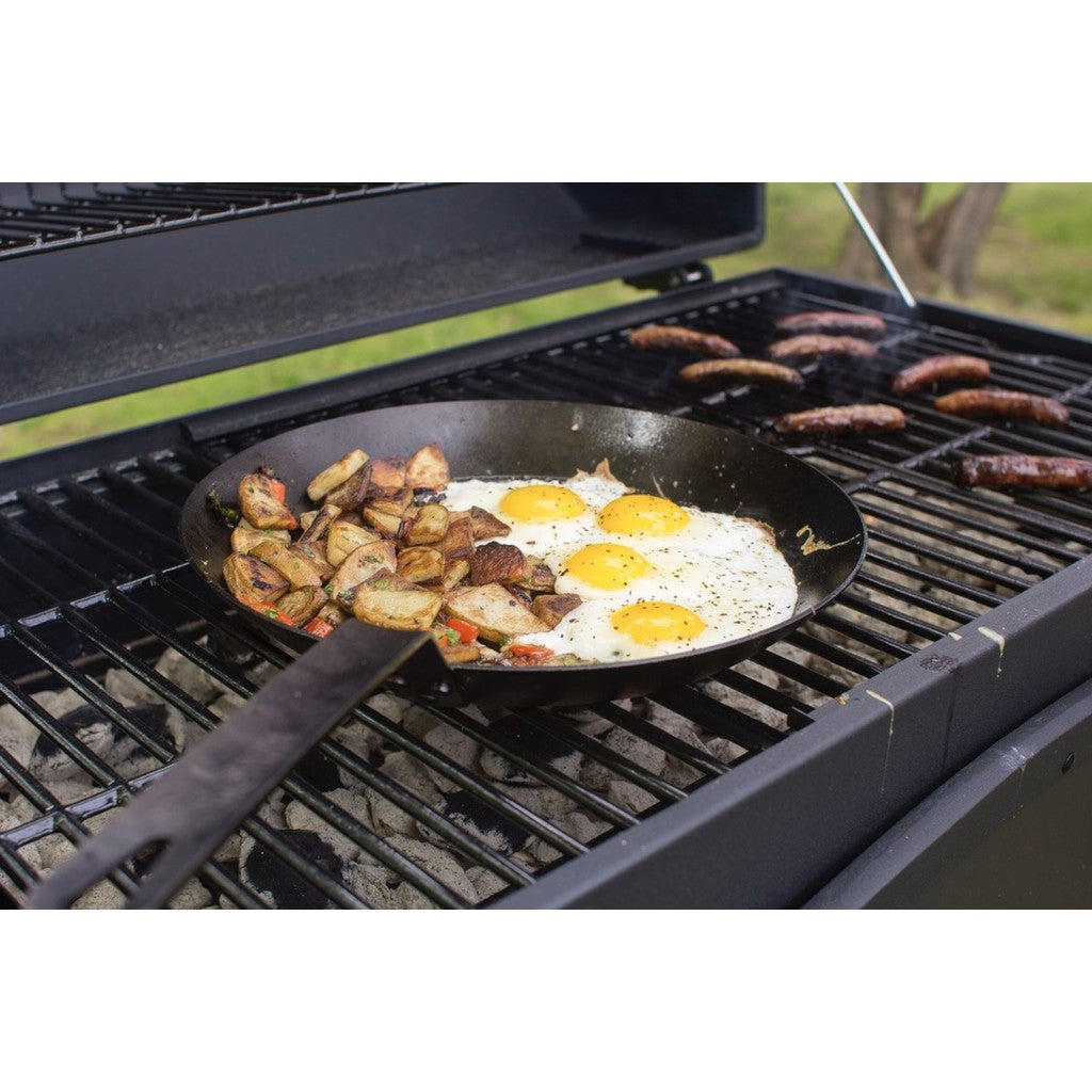 Lodge CRS12- 12 Inch Seasoned Carbon Steel Skillet - Lightweight, Durable, Pre-Seasoned, Perfect for Searing & Frying