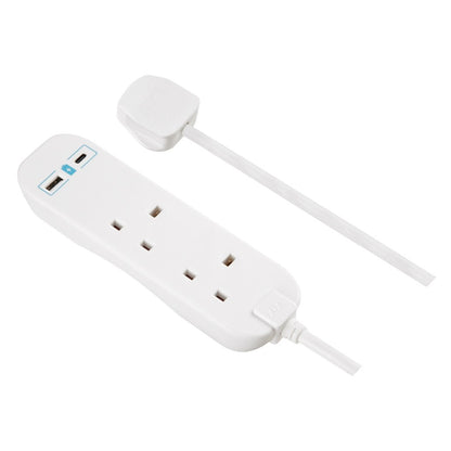 Masterplug 2 Socket 2M Extension Lead With 10.5W USB A+C (BTGUAC102N)