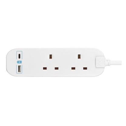 Masterplug 2 Socket 2M Extension Lead With 10.5W USB A+C (BTGUAC102N)