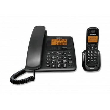 Uniden Cordless & Corded Combo Dect Phone Big Display Big Keypad Speaker Telephone Black (AT4505BK)