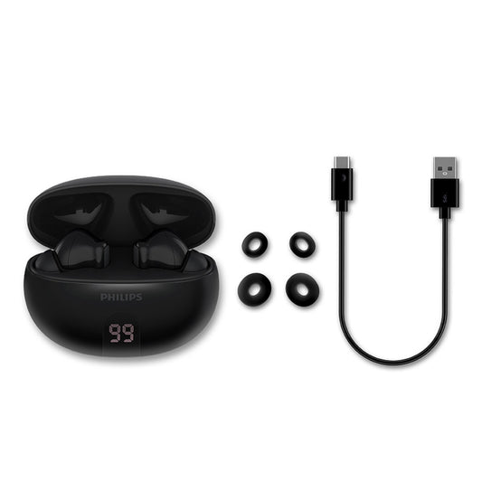 Philips True Wireless Earbuds Noise Canceling Dynamic Bass 20hr Playtime Black (TAT3559BK)