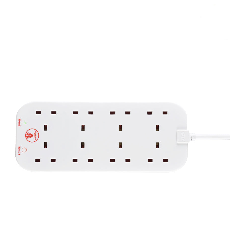 Masterplug Surged Protected 8 Sockets Extension Leads 2 meter White (SRG82N)