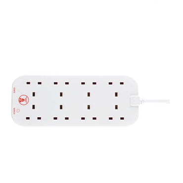 Masterplug Surged Protected 8 Sockets Extension Leads 2 meter White (SRG82N)