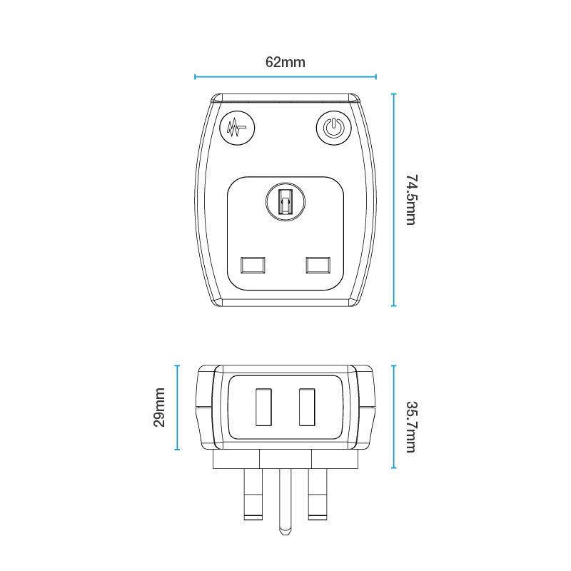 Masterplug High Gloss USB Adaptor with 2xUSB Black (SRGAUSBPB2)
