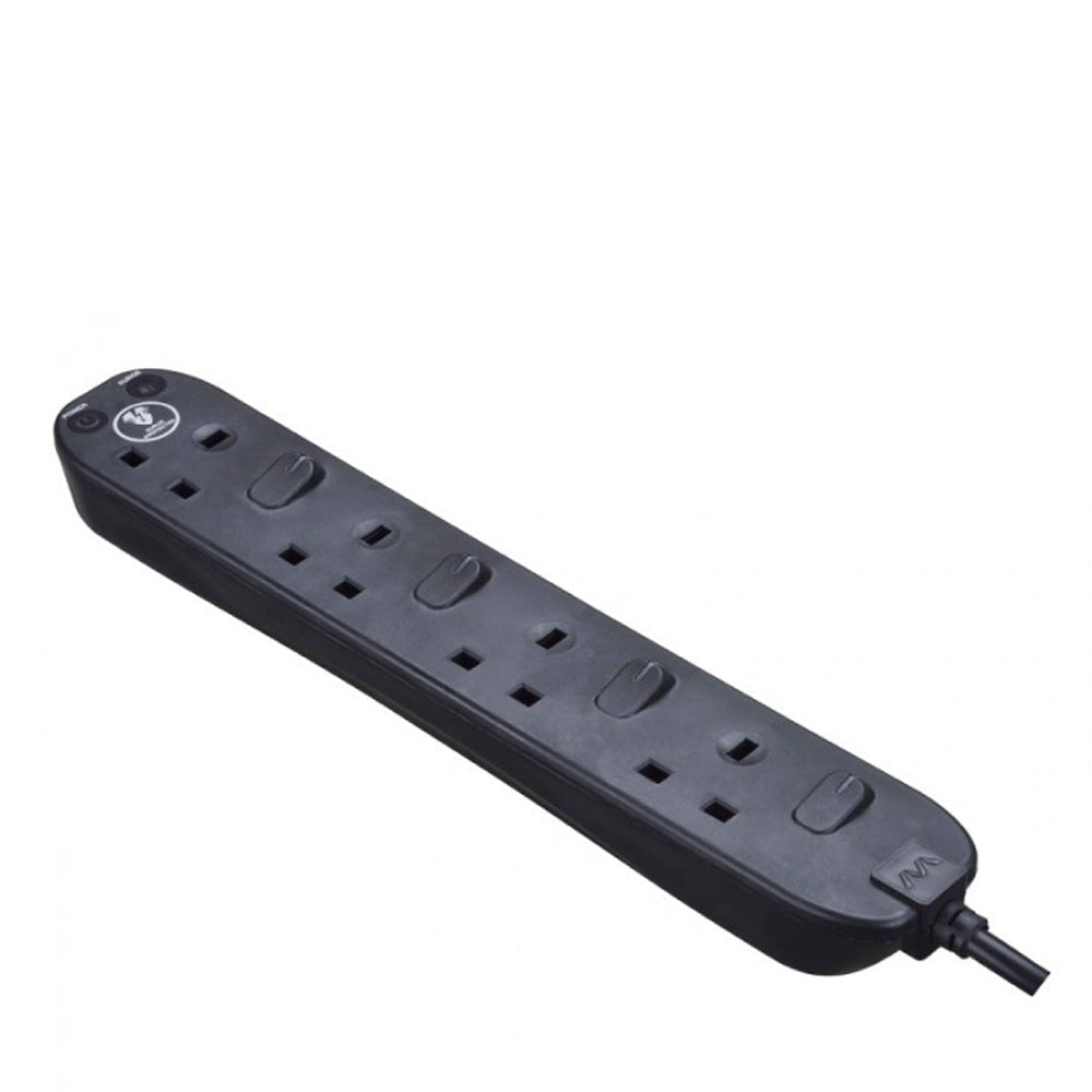 Masterplug Individually Switched Extension 4 Sockets 2 meter Black/ Wh ...