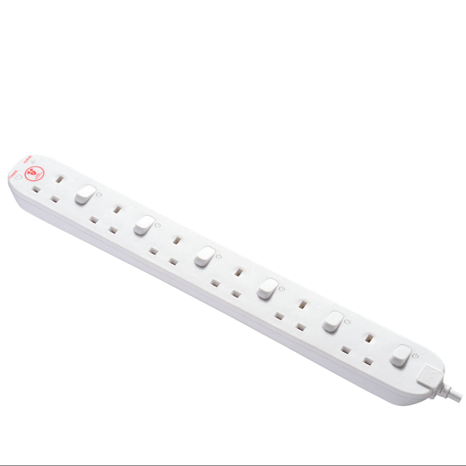 Masterplug Individually Switched Extension Lead 6 Sockets 2 meter Black/ White (SWSRG62N)