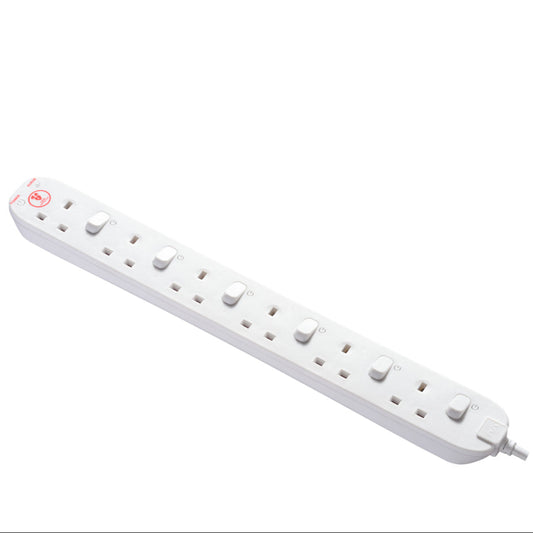 Masterplug Individually Switched Extension Lead 6 Sockets 2 meter Black/ White (SWSRG62N)